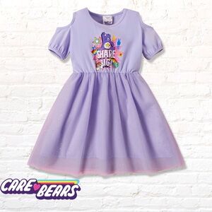 Care Bears Purple Sparkle Tulle Share Bear Dress with Share Big Graphic Size 3-4